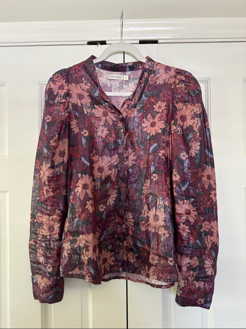Lanhtropy - LILIUM METALLIC LINEN SHIRT - GERBERA PRINT